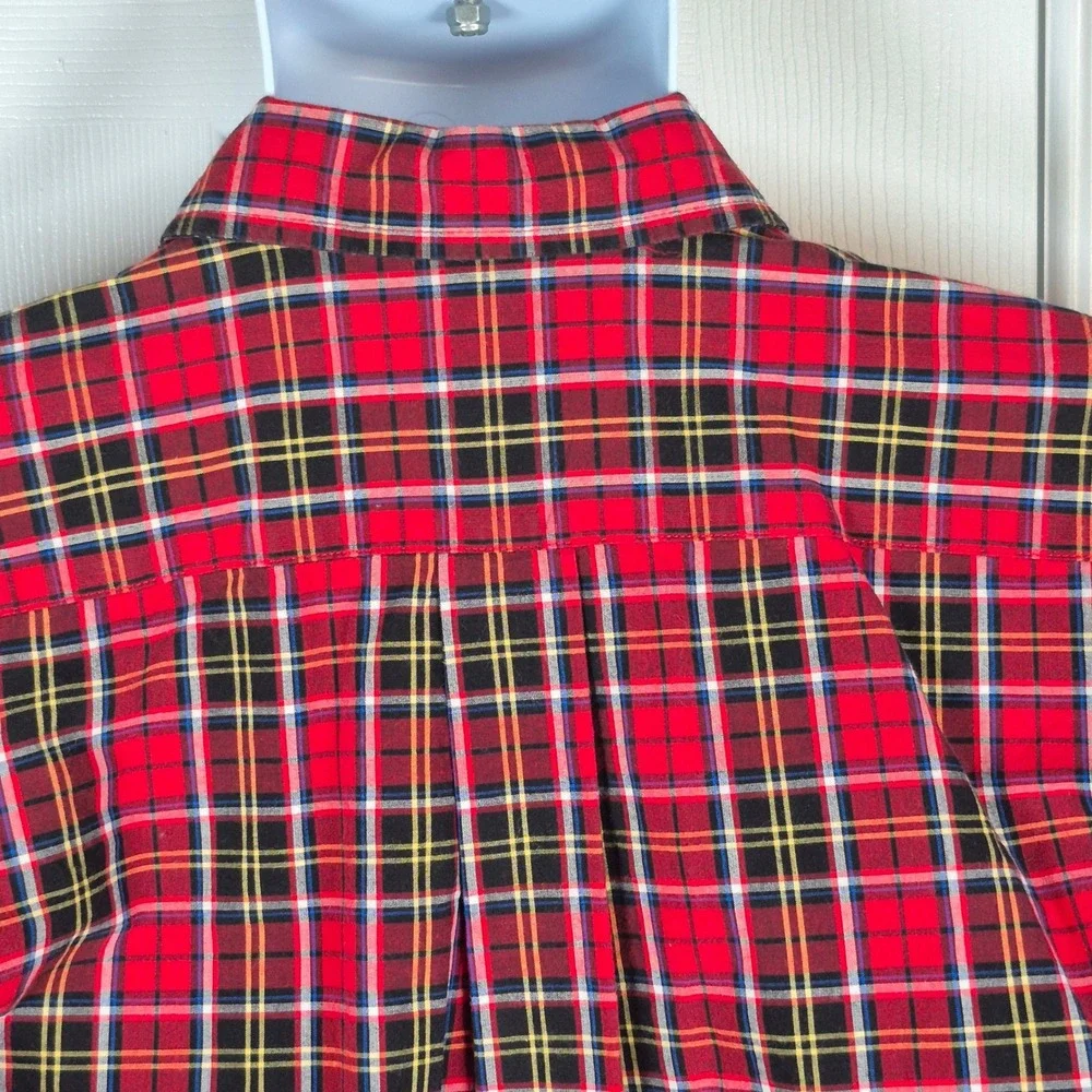 Ralph Lauren youth red plaid button down shirt boys large Christmas holidays‎